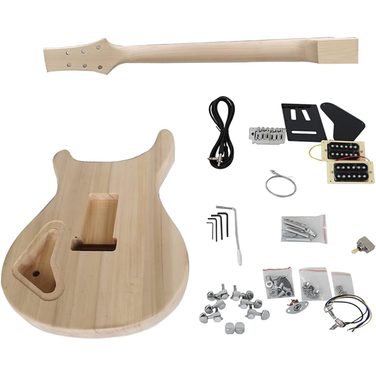 Unfinished DIY Custom Electric Guitar Kit with All Hardware Guitar Body (Color : 1)