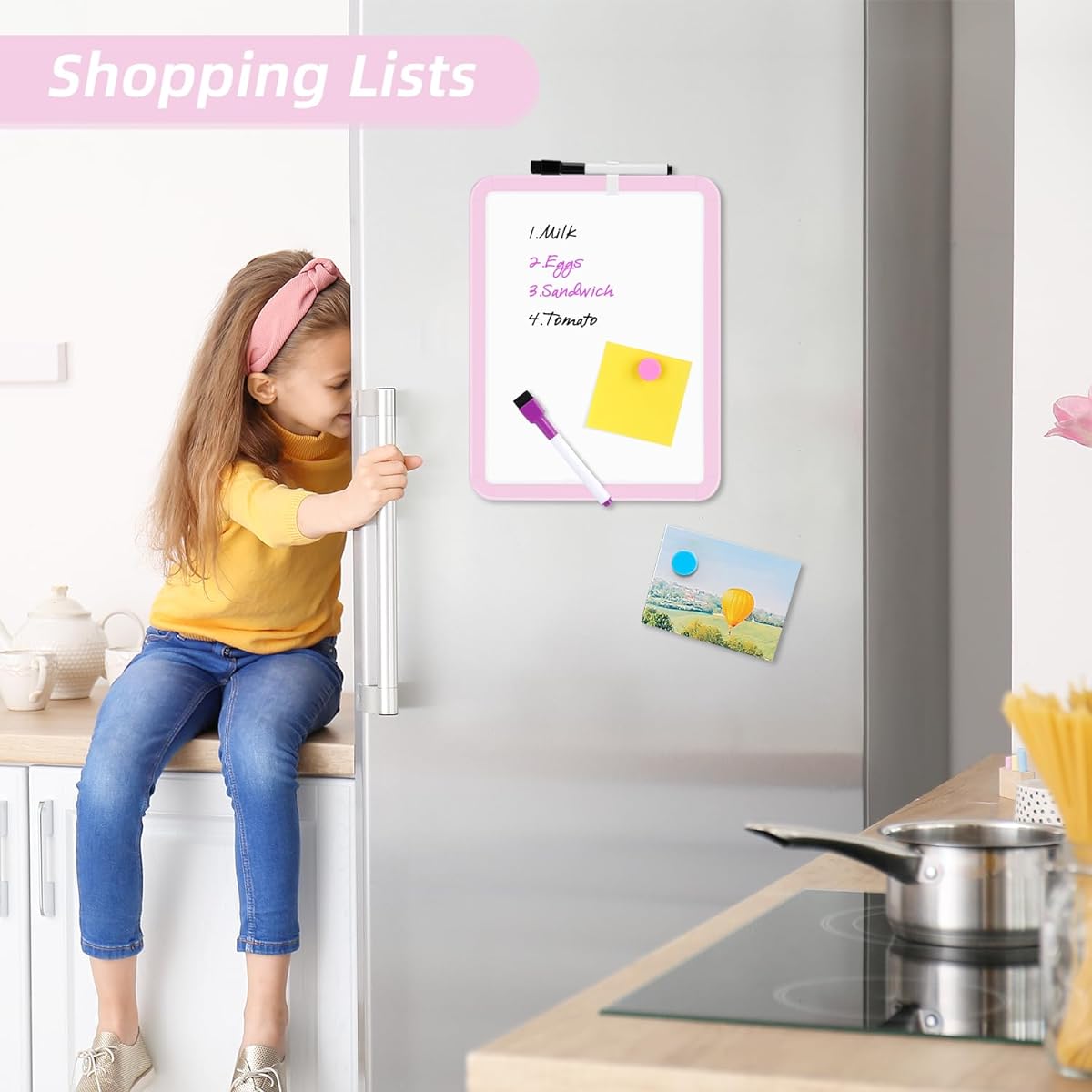 VUSIGN Small Whiteboard 8.5 x 11 Inch Whiteboard for Kids Students Fridge Locker Mini Whiteboard Pink