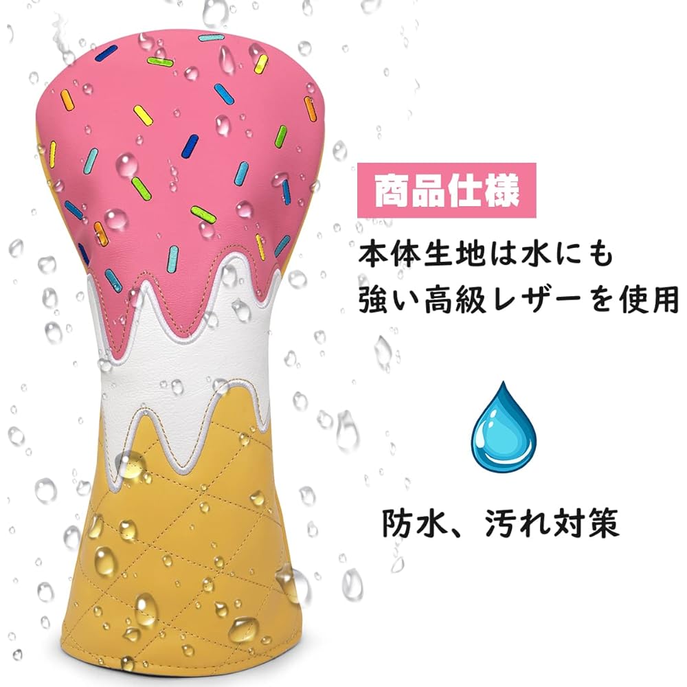 Golf Headcover Aliennana Driver Cover for Fairway Wood, Utility, Hybrid Ice Cream Luxury Embroidery Golf Club Set Headcover