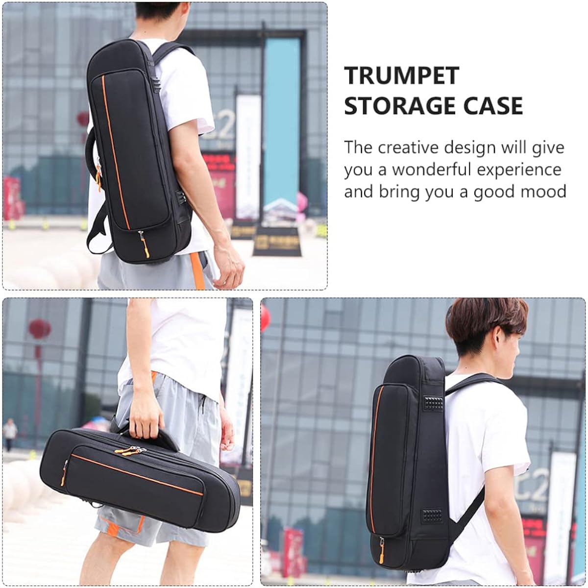 Vaguelly Trumpet Bag Trumpet Backpack Case Lightweight Trumpet Gig Bag with Adjustable Shoulder Strap, Instrument Pouch Outdoor Trumpet Carry Bag Trumpet Holder