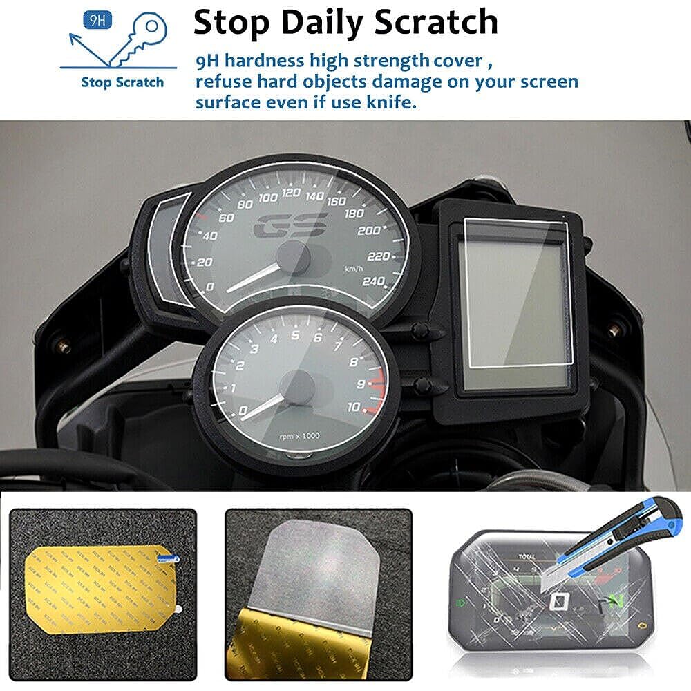 DEMUR Motorcycle Cluster Scratch Protection Film Instrument Speedometer Screen Sticker BMW F700GS F800GS F650GS F800 GS ADV Dashboard Screen Protector (Size : 5 PCS)