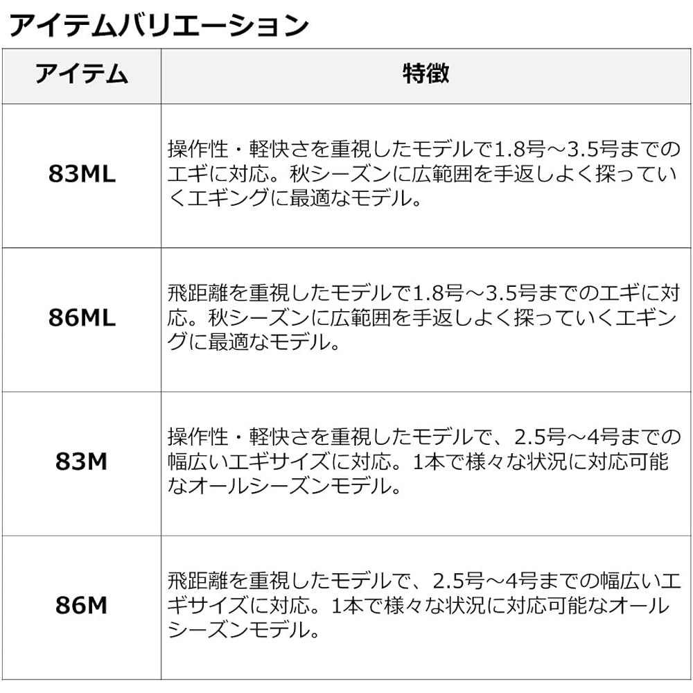 DAIWA Eging Rod Entry Model Eging X 83M/83ML/86M/86ML (2022 Model)