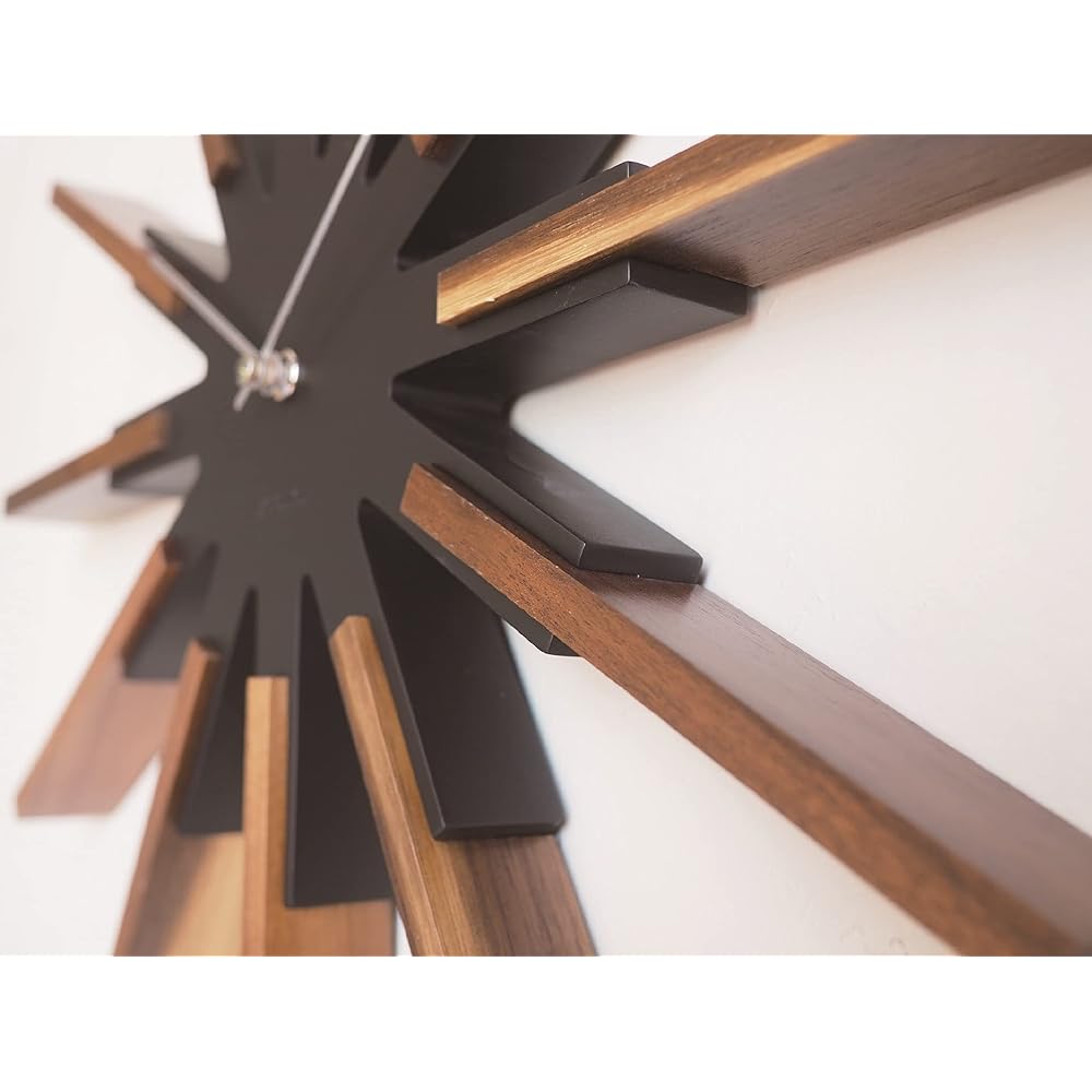 Interform Wall Clock Sirio CL-3346BK White Black Wood Sweep Movement 44cm