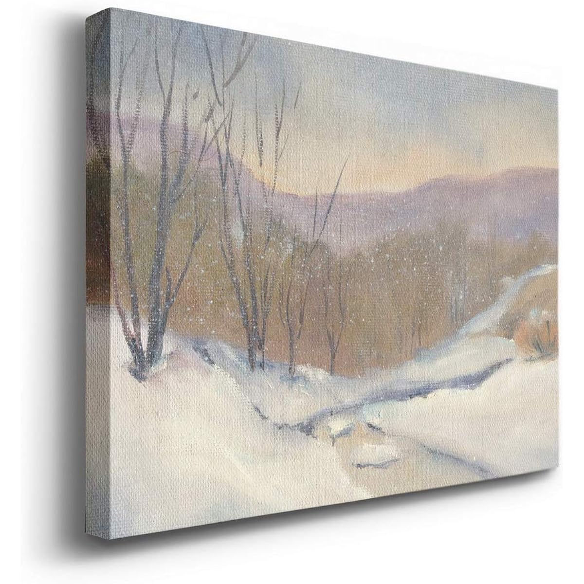 Renditions Gallery Evening Snowfall Wall Art, Snowy White Winter Forest, Peaceful Christmas Decorations, Premium Gallery Wrapped Canvas Decor, Ready to Hang, 8" H x 12" W Made in the USA