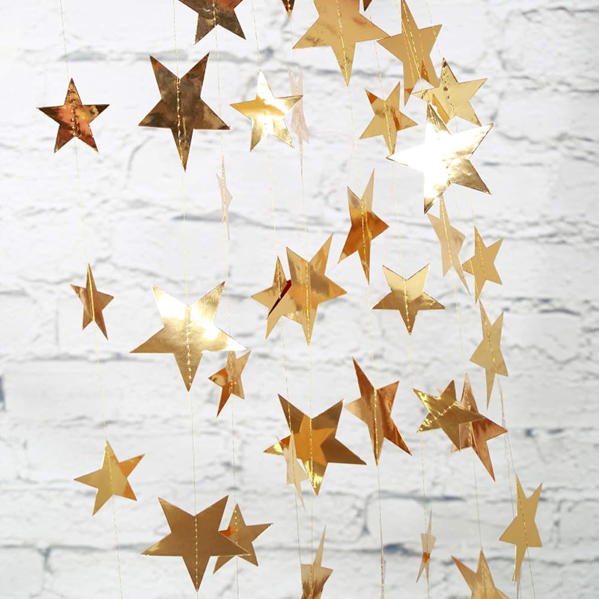 Winrase 2pcs 13ft Pearl Paper Star Party Garland Star String Hanging Decorations for Wedding Baby Shower Birthday Decorations WIN-580728