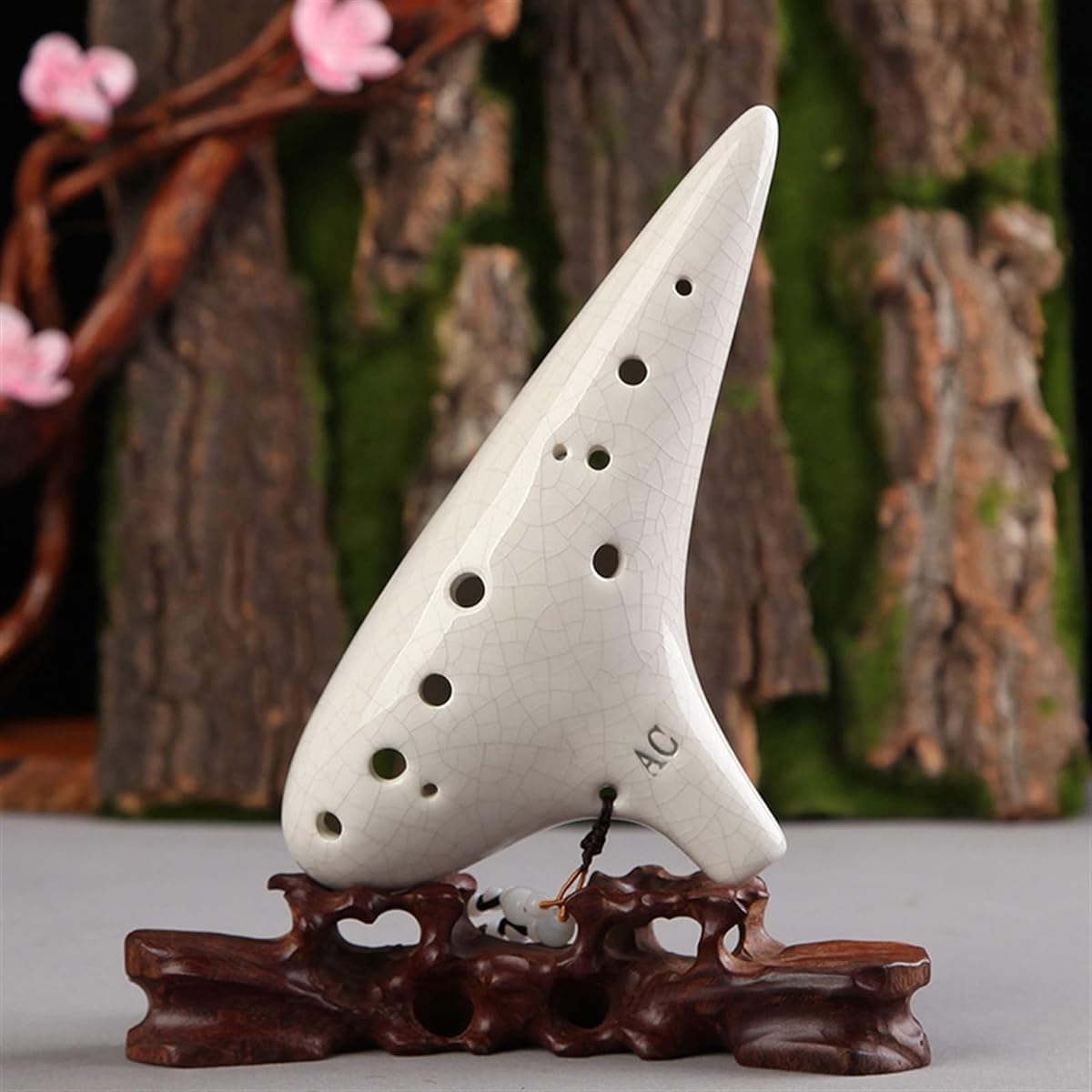 12 Holes Alto C Tone Ceramic Ocarina White Crack Student Children's Ocarina Musical Instrument Ocarina Instrument