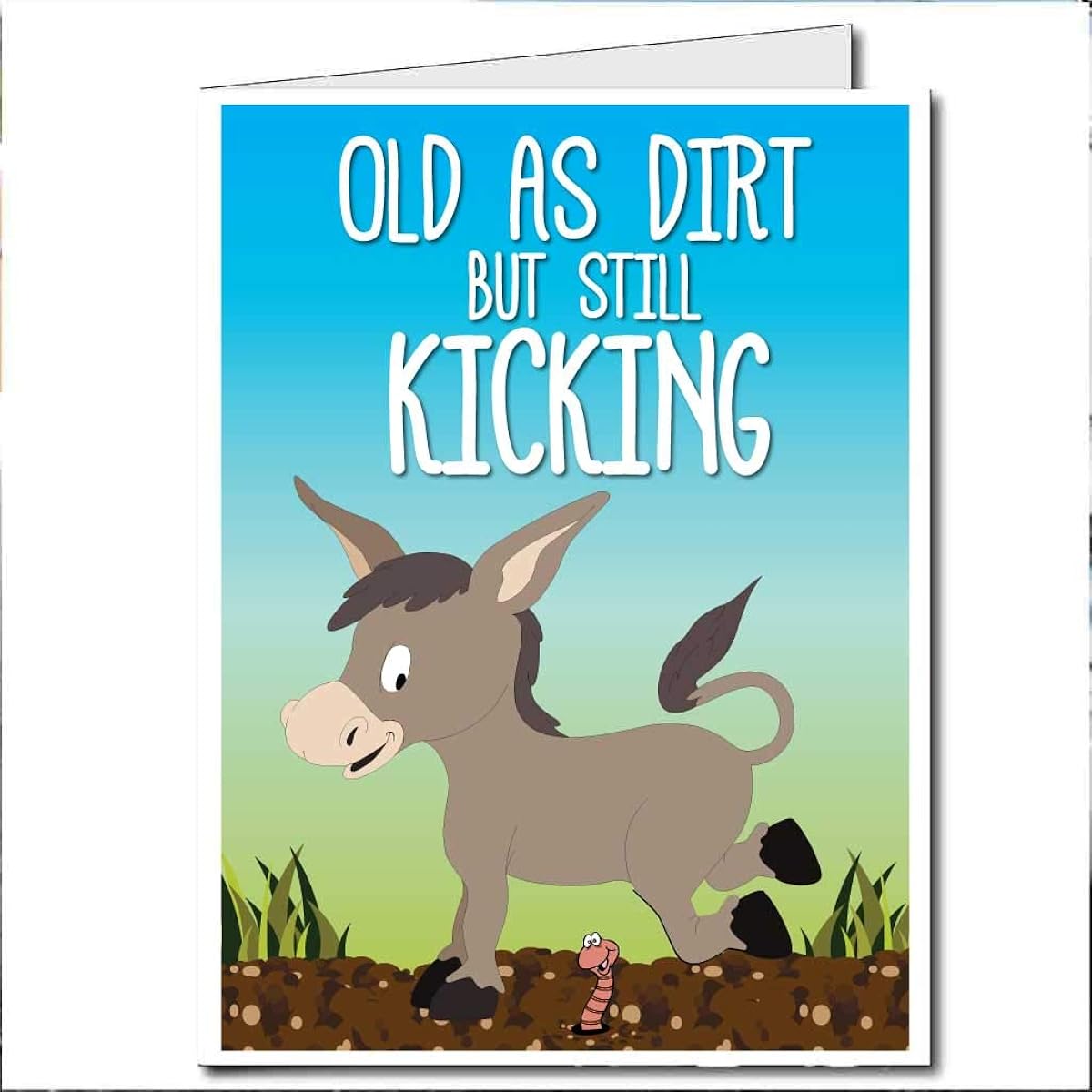 VictoryStore Jumbo Greeting Cards Large Birthday Card (Old As Dirt But Still Kicking) 2' x 3' with Envelope