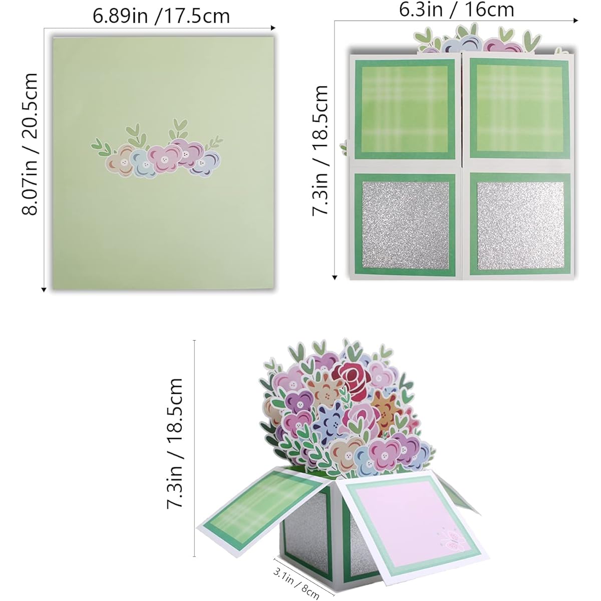 ilovepaper Flower Pop Up Cards, Handmade 3D Pop Up Greeting Cards for Mother's Day, Birthday, Wedding, Anniversary, Love, Gratitude, Thoughts, Sympathy, Business Sentiments, Greeting Flower Bouquet, for Any Occasion