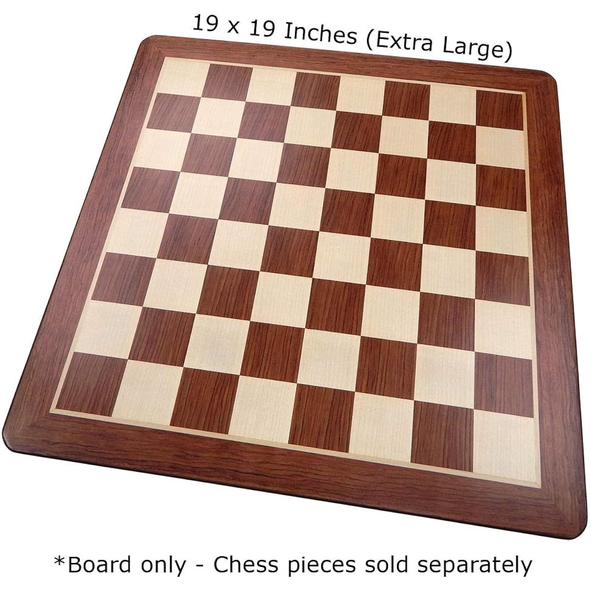 Templeton Round Corner Chess Board with Padauk Wood Inlay, Extra Large 19" x 19" Chess Board Only