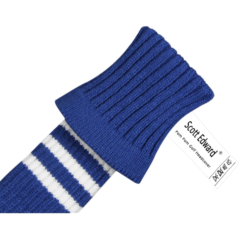 Scott Edward Golf Club Head Cover Set Driver #1 Fairway Wood #3#5 Utility Hybrid #7#UT Knit Pom Pom Perfect change for your golf bag