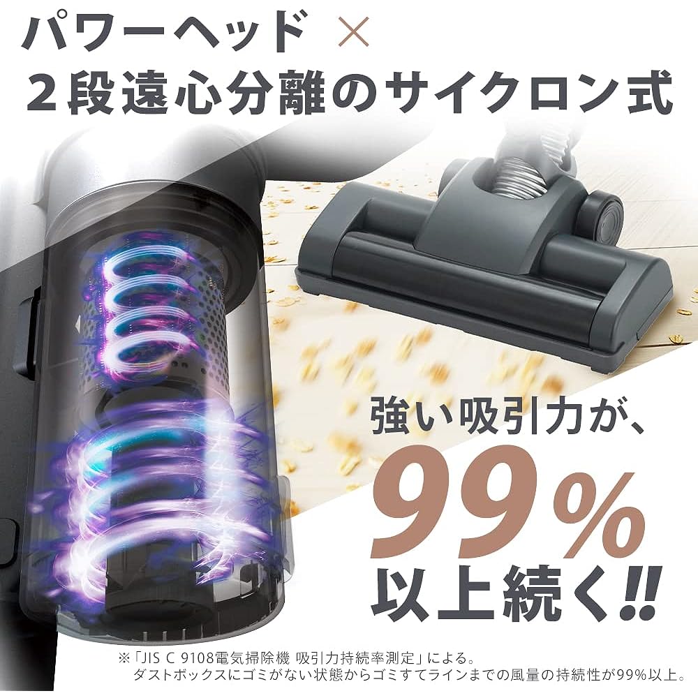 Iris Ohyama Vacuum Cleaner Cordless Handy Cyclone Stick Cleaner Power Head Lightweight High Power Suction Dust Collection Cup 0.35L 2WAY Number Edition SCD-143P-CW