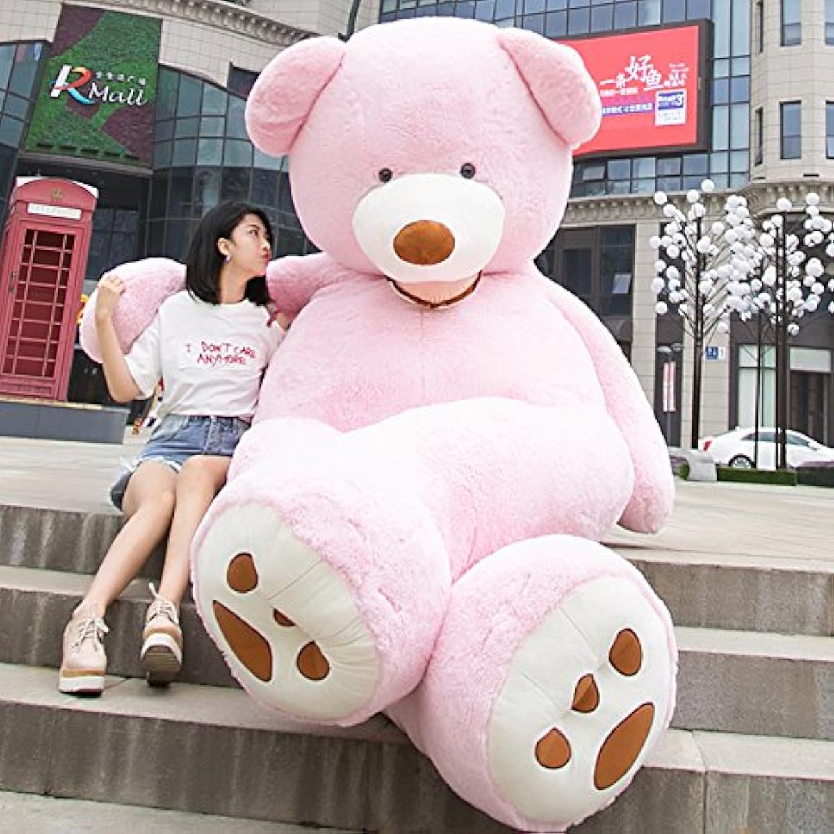 HYAKURI Plush Toy Extra Large Bear/Teddy Bear Cute Bear Animal Large/Giant Bear Stuffed Toy/Bear Sewing Wrap/Bear Hug Pillow/Celebration/Fluffy Stuffed Toy (200cm, White)