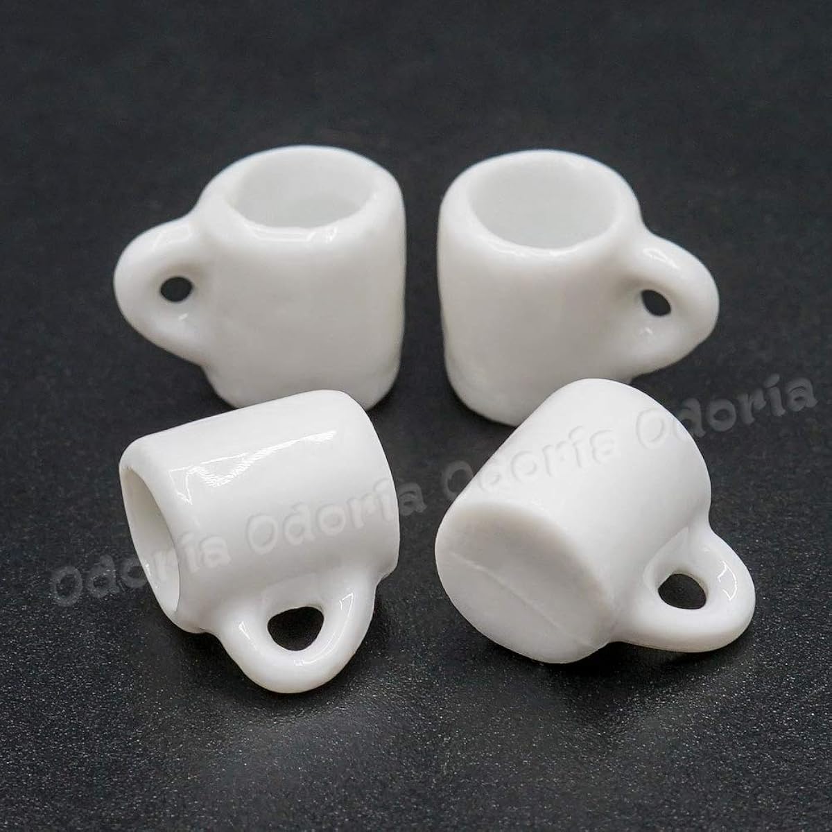 Odoria 1:12 Miniature 4PCS White Porcelain Coffee Mug Dollhouse Kitchen Accessories