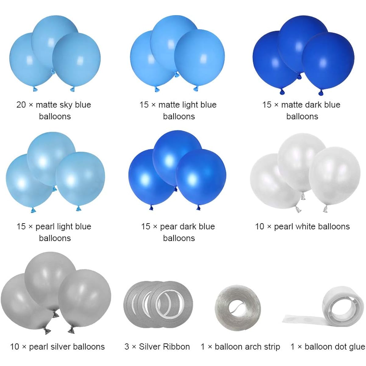 Blue Balloon Garland Kit Silver Blue Balloon Arch Kit Men Boys Birthday Decorations Baby Shower 105 Pieces