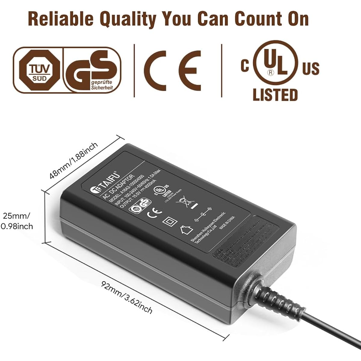 TAIFU 15V 60W AC Adapter for Westinghouse iGen160s FlashFish Portable Power Station Charger Flashfish E200 EA200 EA150 E-200 EA-200 EA-150 150-200W 40800mAh Li-ion Battery Supply Cord