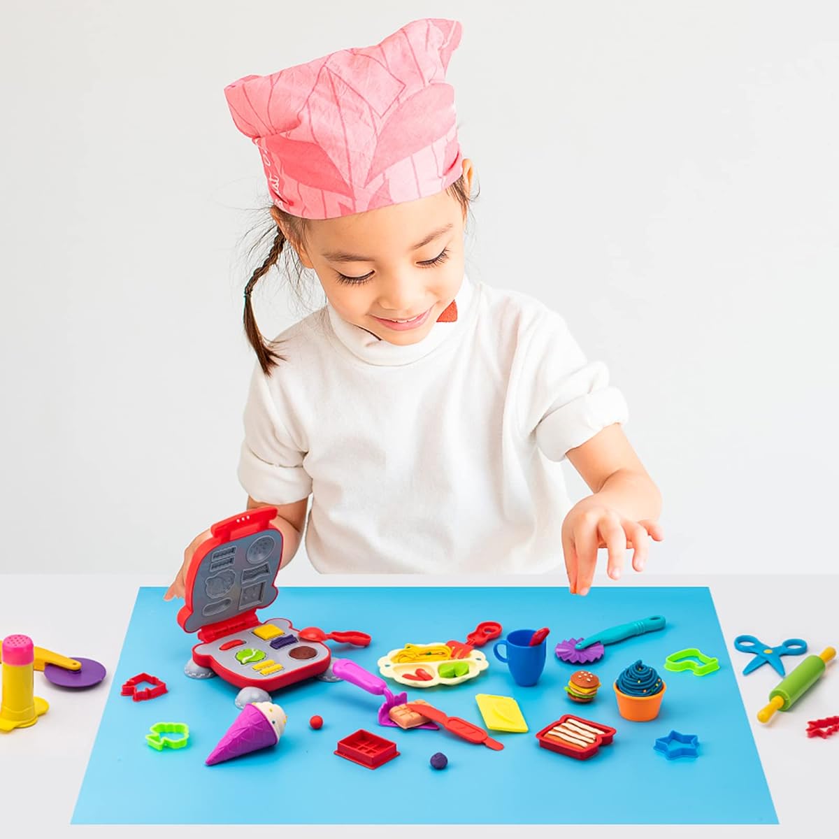 Play Clay Tools for Kids, 44 Piece Play Clay Tool Kit with Dough Accessories, Molds, Rollers, Cutter, Scissors and Storage Bag