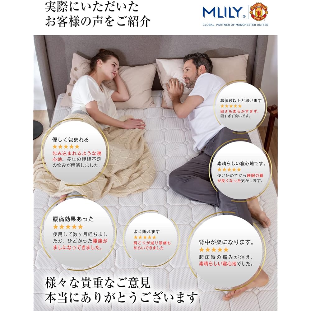MLILY Mattress Topper High resilience & low resilience double layer type Made in Denmark Ultra high density 50D (Semi-double/3cm thick/Topper)