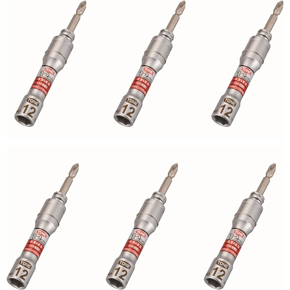 TONE Replaceable Universal Bit Socket 2BNU-08-6S Bit Insert, Width across Flats 8mm, Pack of 6
