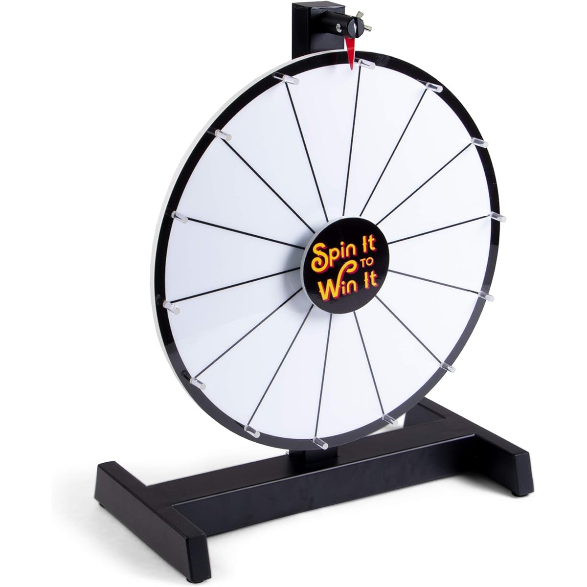 Brybelly Spin it to Win It Prize Wheel 15" | 14 Blank Dry Erase Slots, Customizable Dry Erase Buttons, Adjustable Spin Speed | Tabletop Prize Wheel for Trade Shows, Office Games, Parties