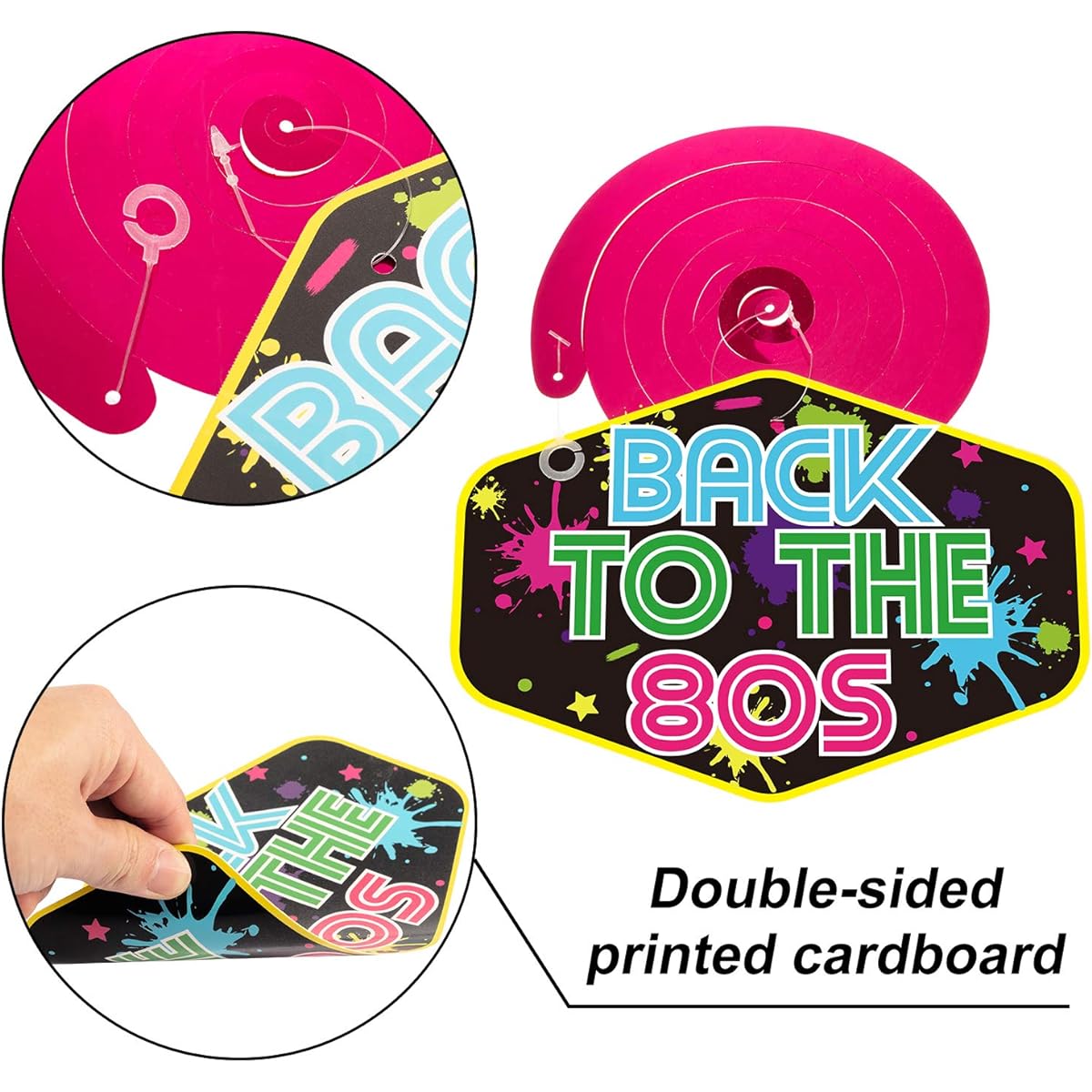 30 Pieces 80s Party Decorations, Retro 80s 1980s Party Hanging Swirls Ceiling Decor, Foil Double Spiral 80s Hip Hop Sign Hanging Swirls Decorations, 80s Party Theme Supplies