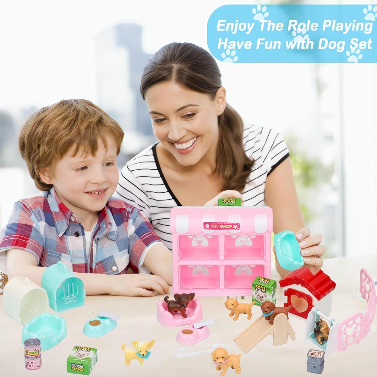 SweetAce 32 Piece Dog Toy Playset for Kids