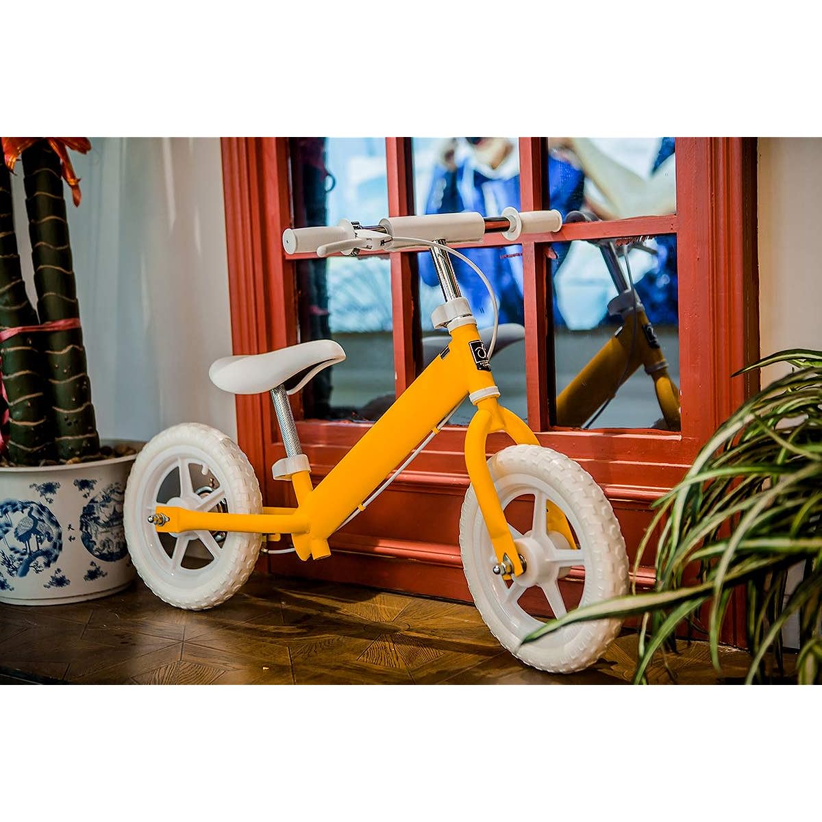 Children's Kick Bike with Brake Pieglice 12 Inch Running Bike Training Bike Bicycle Without Pedal Christmas Present Junior Boys Girls Kids (Matte Yellow)