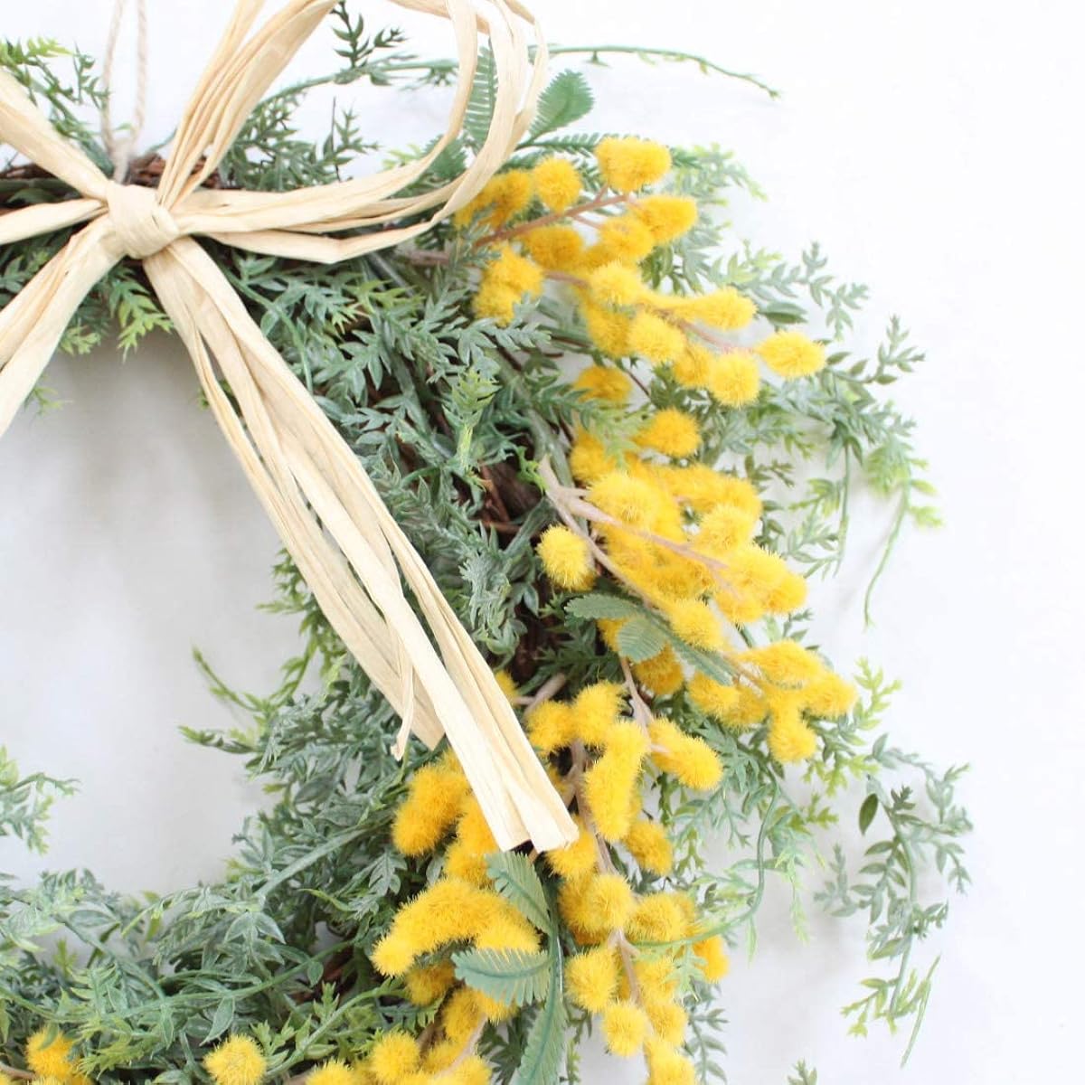 Wreath Artificial Flower Mimosa M Size Artificial Flower Handmade Entrance Decoration Wall Hanging