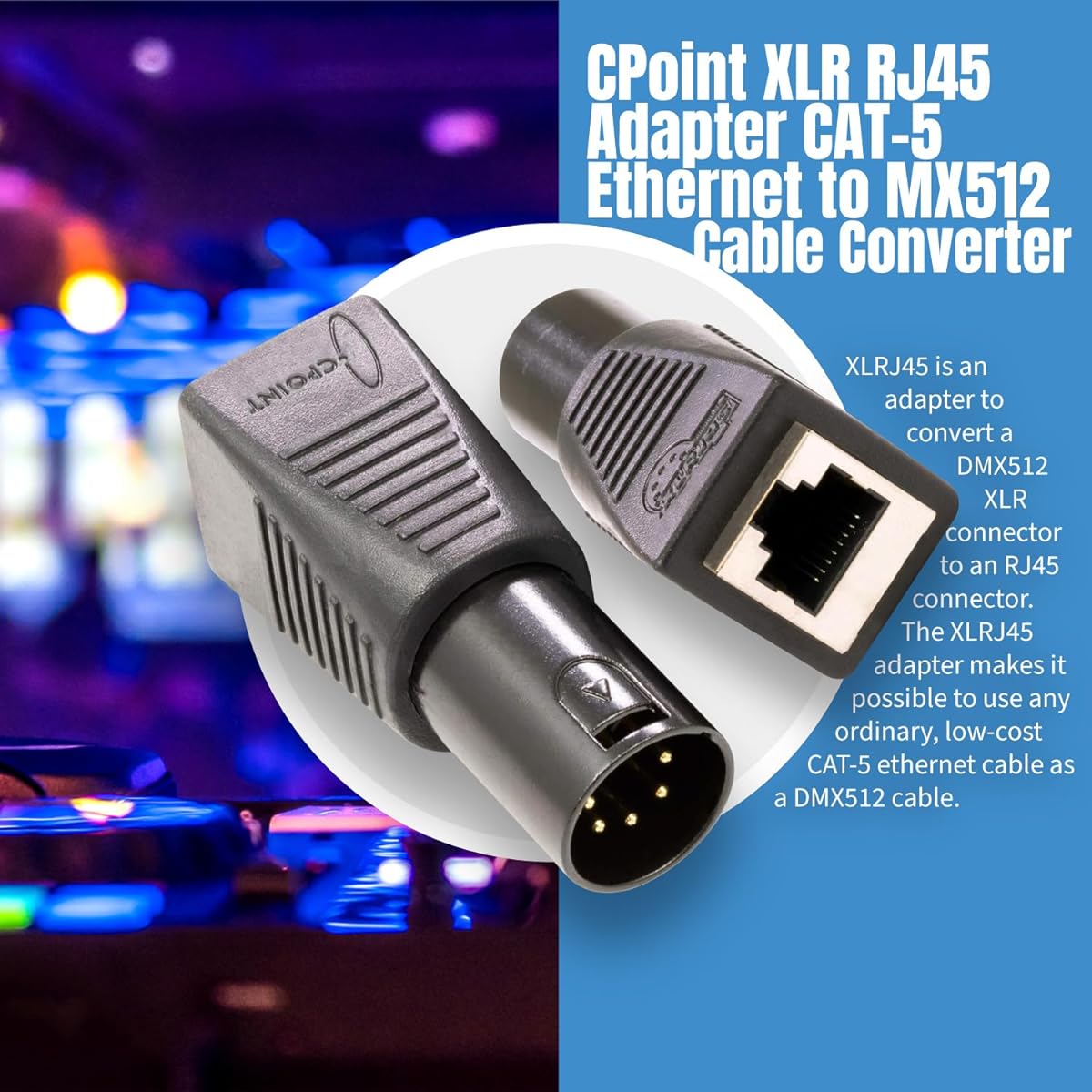 CPoint XLRJ45 5 Pin XLR Male to RJ45 DMX Adapter XLRJ45-5M 2 Pack