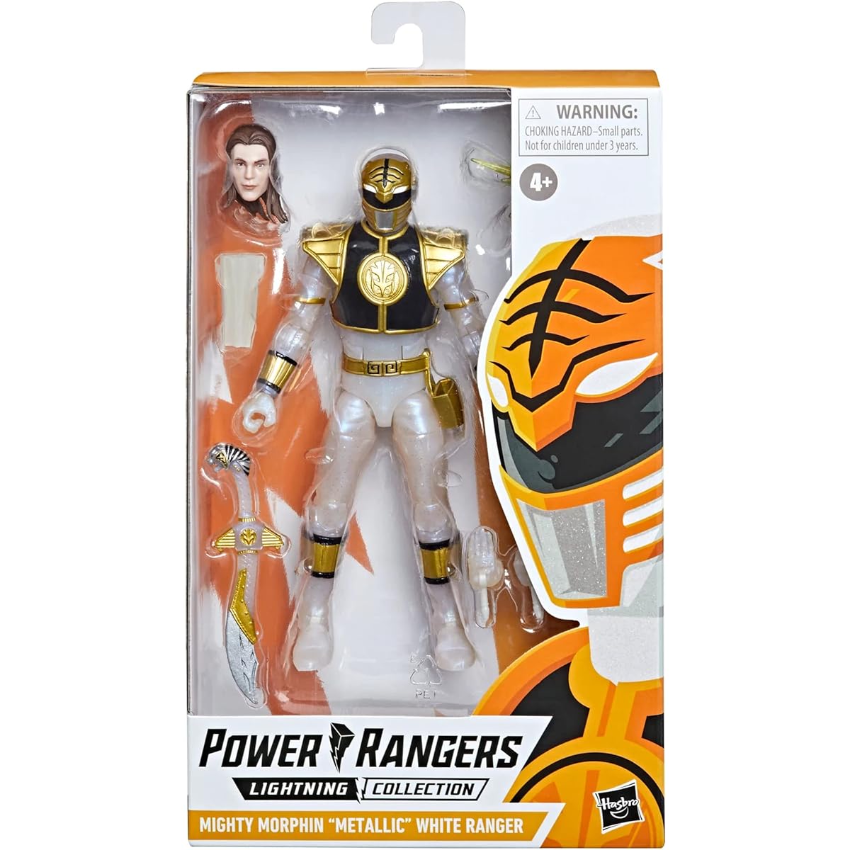 Power Rangers Lightning Collection 6" Mighty Morphin Metallic White Ranger Collector Action Figure Toy with Accessories