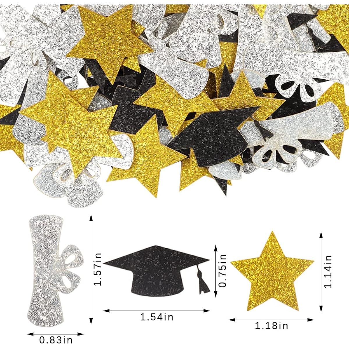 Hying Graduation Confetti 2023 for Table Gold Black Sequins Confetti Graduation Confetti 2023 Graduation Decorations Craft Card 2023 Decoration DIY