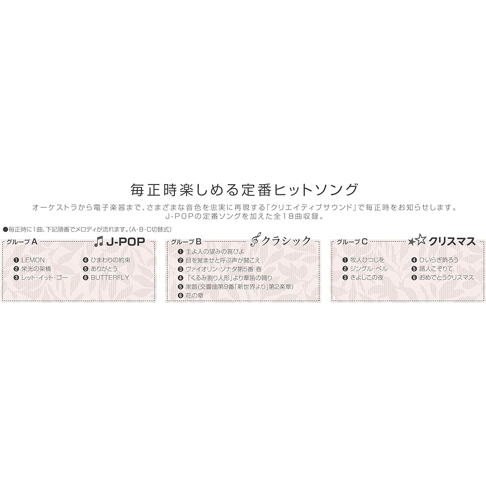 RHYTHM Wall Clock Radio Clock Creative Sound 18 Songs Melody Brown 41.5x32.5x7.6cm 4MN555RH06