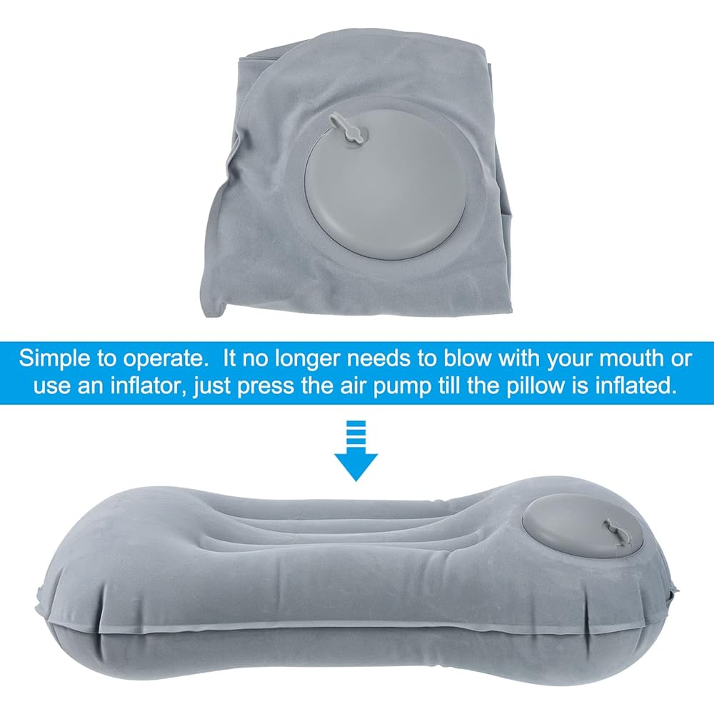 PATIKIL Camping Pillow 2 Pack Portable Camping Beach Pillow Ultralight Inflatable Travel Airplane Pillow Lumbar Support for Hiking Backpacking Green Gray