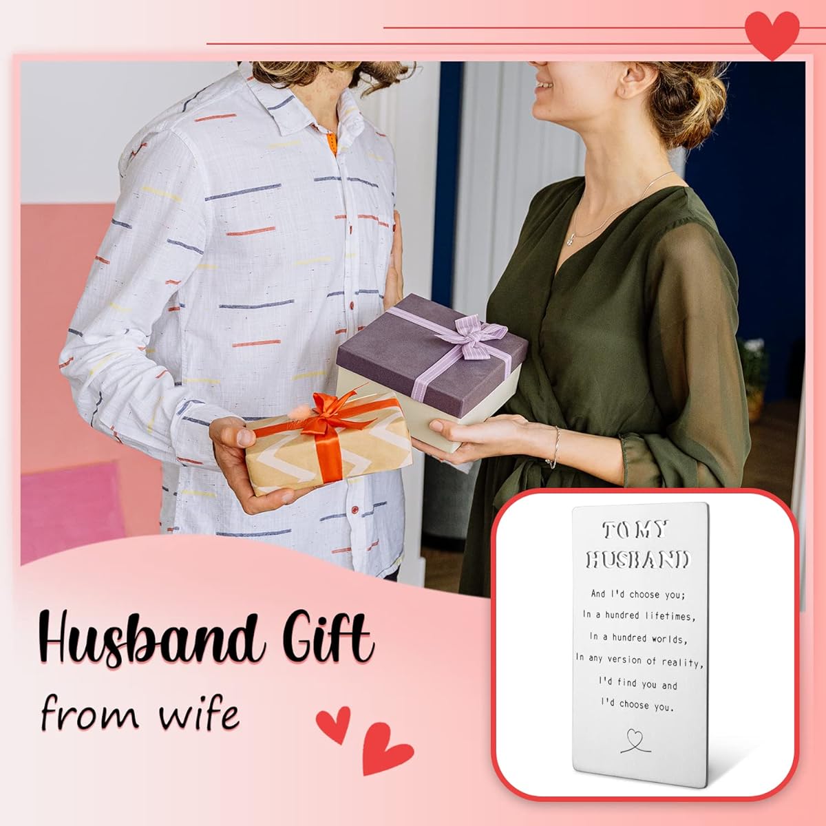 akeke Husband Wallet Card, Anniversary Card from Wife, Hubby Engraved Wallet Insert Card, I Love You Gift, Love Note for Husband, Long Distance Relationship, Birthday Gift for Husband, For Husband BEC9