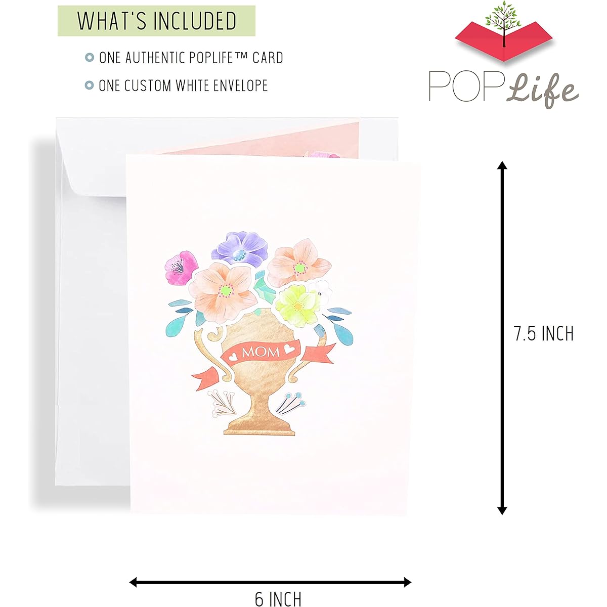 PopLife 'Best Mom Ever' 3D Pop Up Card - Mother's Day Card Happy Birthday to Mom - Mom, Wife, Sister, Grandma, Stepmom, Mother-in-law