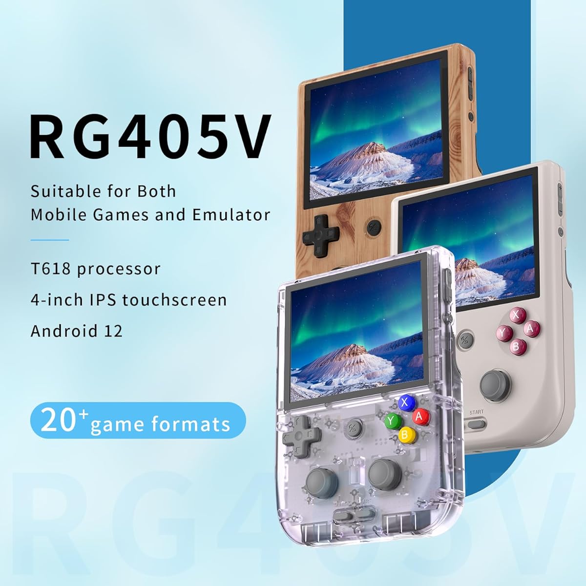RG405V Handheld Game Console Retro Game Console 3.5 Inch IPS Screen 64G TF Card 5474 Classic Games 2100mAh Battery Support Linux/HDMI/TV Output Purple