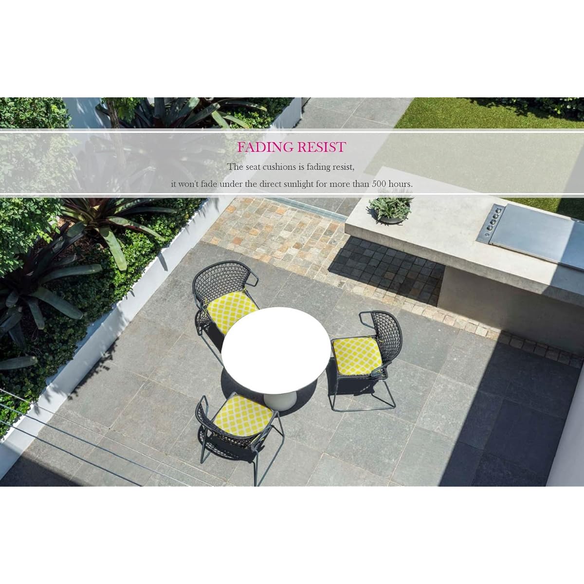 Chair Cushions 16 x 17 Inch Indoor/Outdoor Seat Pads Square Set of 2 for Outdoor Patio Furniture Garden Home Office by FBTS Prime 16" x 17" Yellow FPCP99003-YE