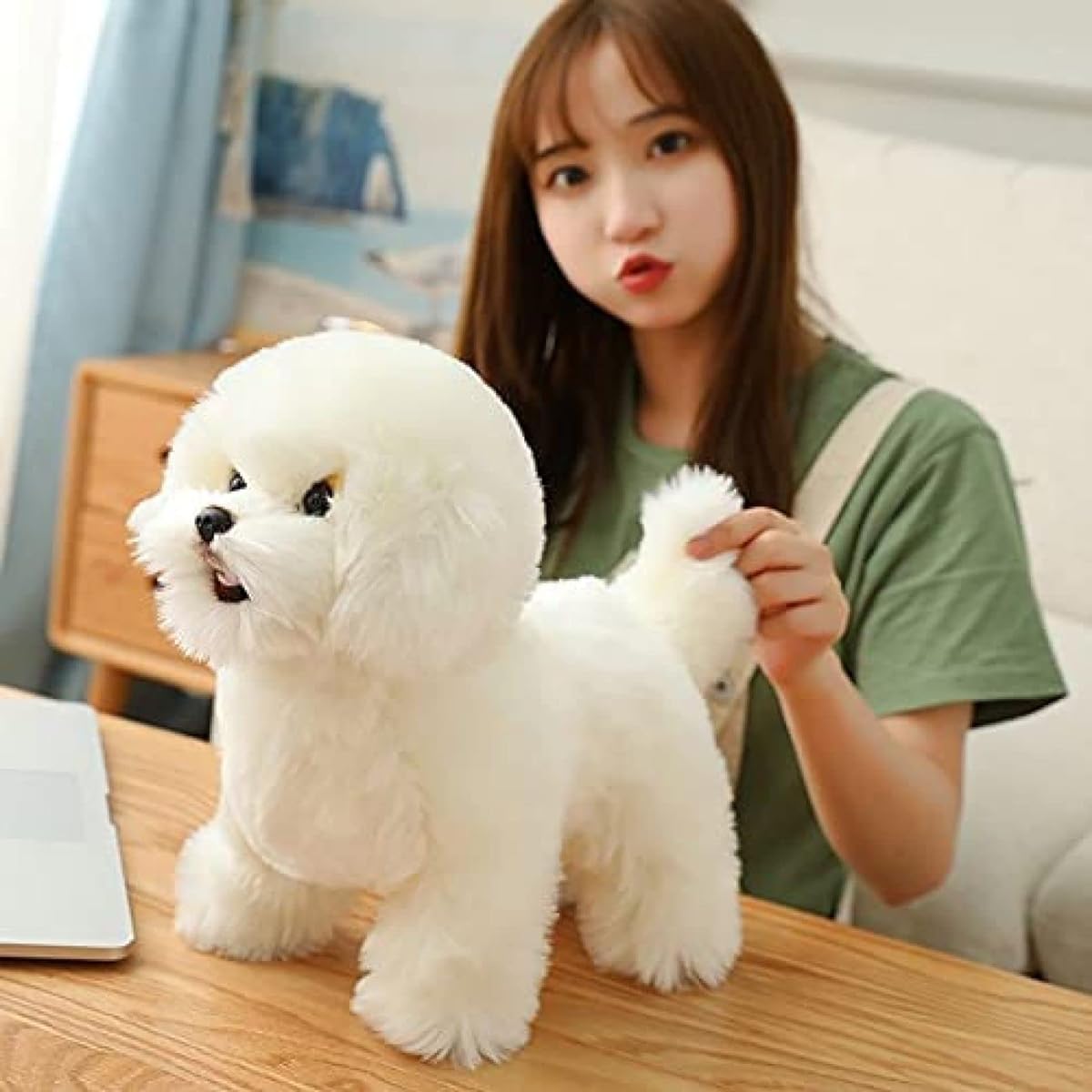 Bichon Frise stuffed toy, dog, realistic, cute, soft to the touch, birthday present, 38cm