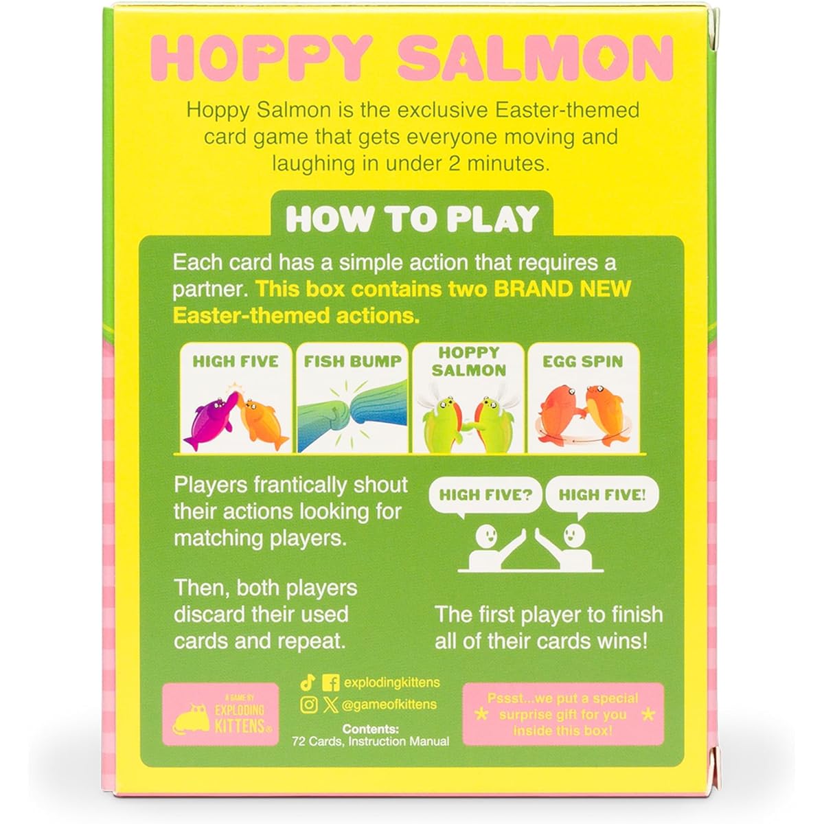 Exploding Kittens Hoppy Salmon - Easter Themed Card Game Family Fun - 3-6 Players, Ages 6+ - 90 Second Quick Rounds.
