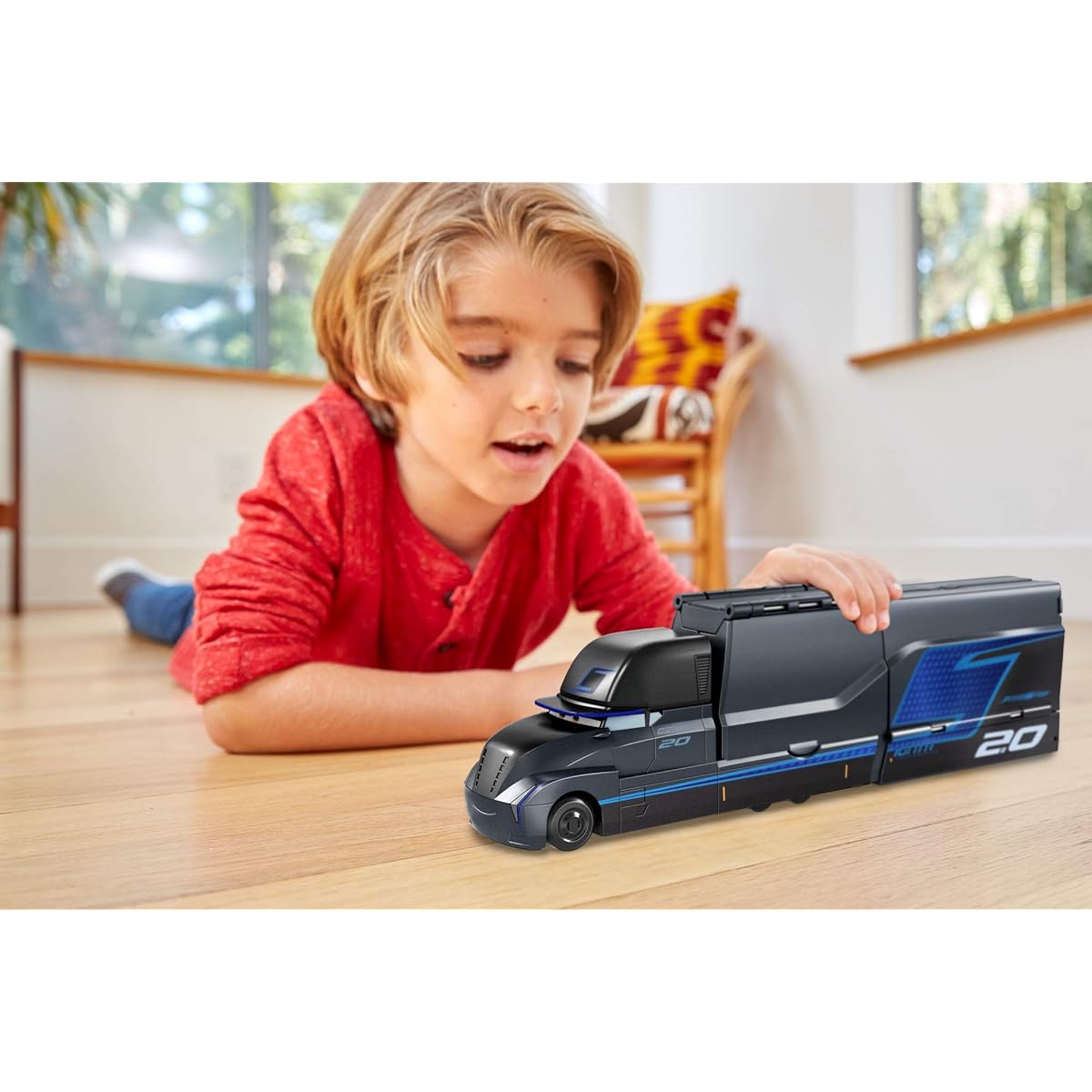 Disney and Pixar Cars Jackson Storm Launching Hauler, Miniature Racecar Carrier Toys For Racing Play, Small, Portable, Collectible Automobile Toys Based on Cars Movies, Toys for Kids Age 3 and Up