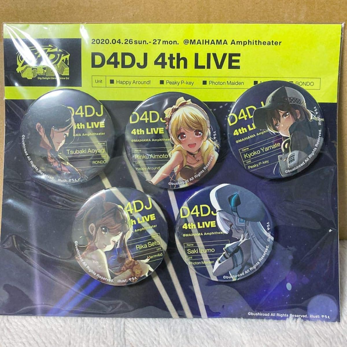 D4DJ 4th LIVE Can Badge Aimoto Rinku Aoyagi Tsubaki Yamate Kyoko Izumo Sakihime