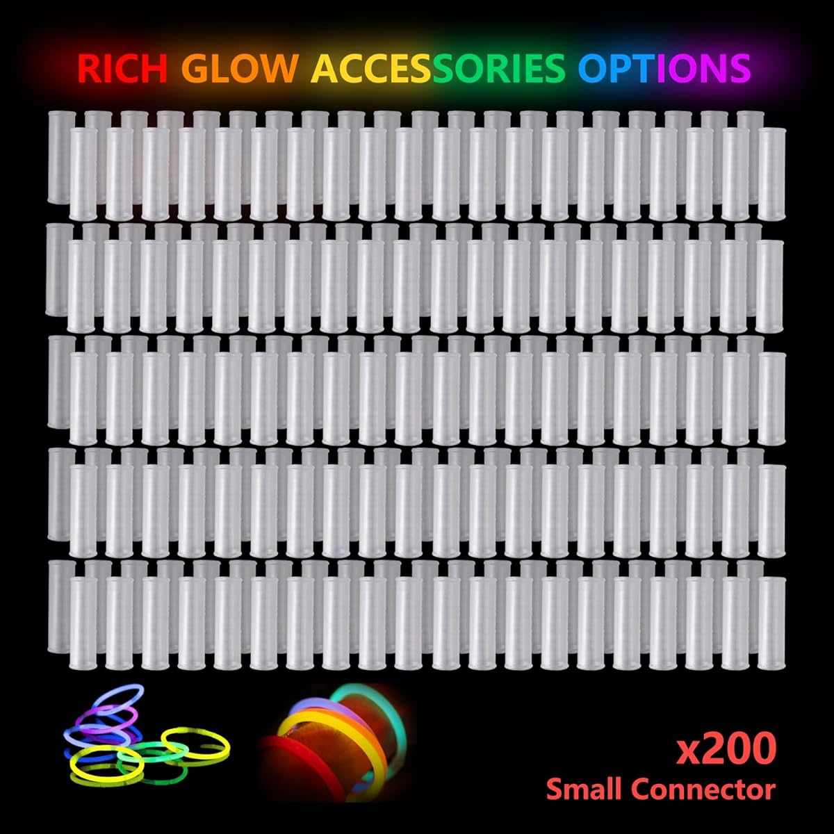 Naivees 204pcs 11" Glow Sticks Bulk Super Bright Glow in the Dark Neon Party Supplies with Connectors Waterproof Non-Toxic Bracelets Necklaces Balls Flowers Glow Party Decorations for Camping and Weddings