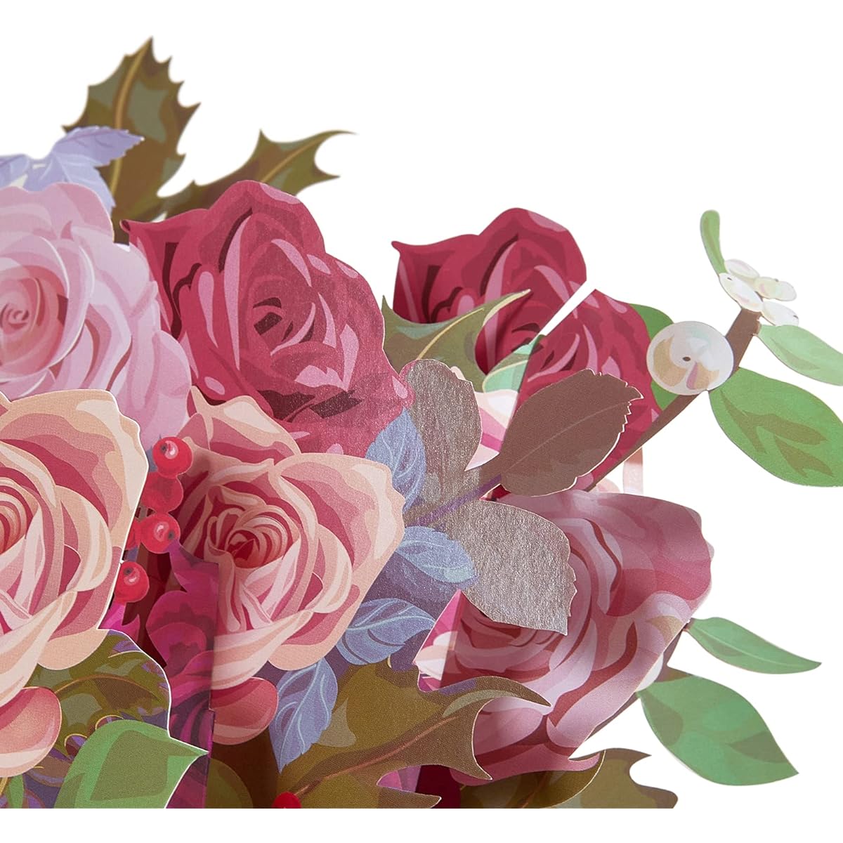 Pop Up Paper Flower Bouquet - 3D Flower Greeting Cards Mother's Day Cards Birthday Thoughts Anniversary Wedding Congratulations Spring Cards for Her (Red Rose Luxury Bouquet)