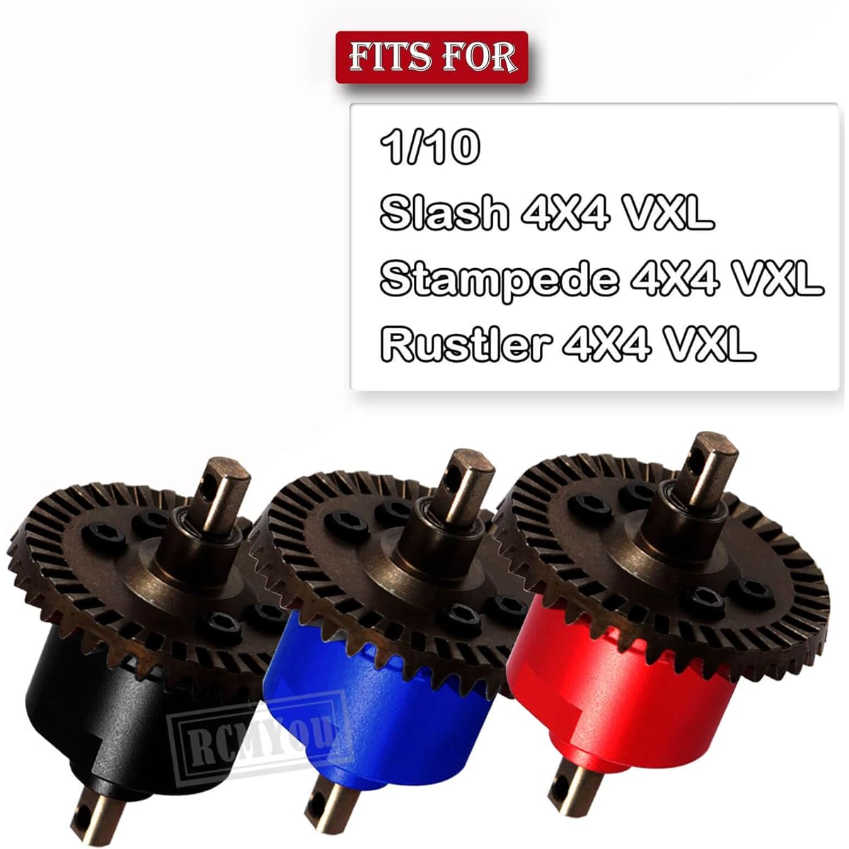 RCMYou Metal Front Differential Upgrade Parts for 1/10 Traxxas Slash/Rustler/Stampede 4X4 VXL Metal Differential Front Differential Hop-Up Replacement 5381 6882 5379 Black