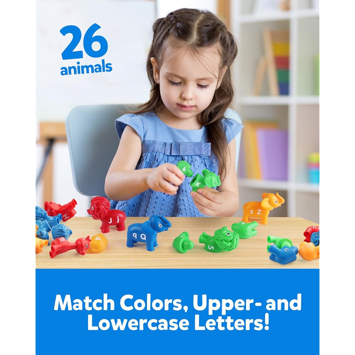 Coogam ABC Animal Alphabet Matching Game 26 Uppercase and Lowercase Letters Fine Motor Toy Preschool Educational Montessori Learning Toys for Toddlers Ages 2 3 4
