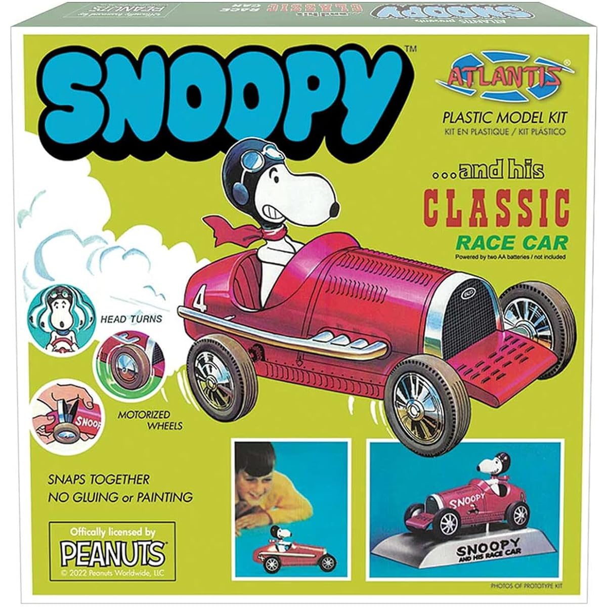 Atlantis Snoopy and his classic race car electric snap model kit