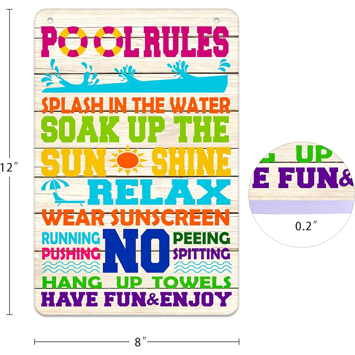 WhatSign Funny Pool Sign 8" x 12" Pool Rules Sign Pool Decor Outdoor Farmhouse Pool Patio Wall Decor Sign Home Swimming Pool Indoor Outdoor Decor
