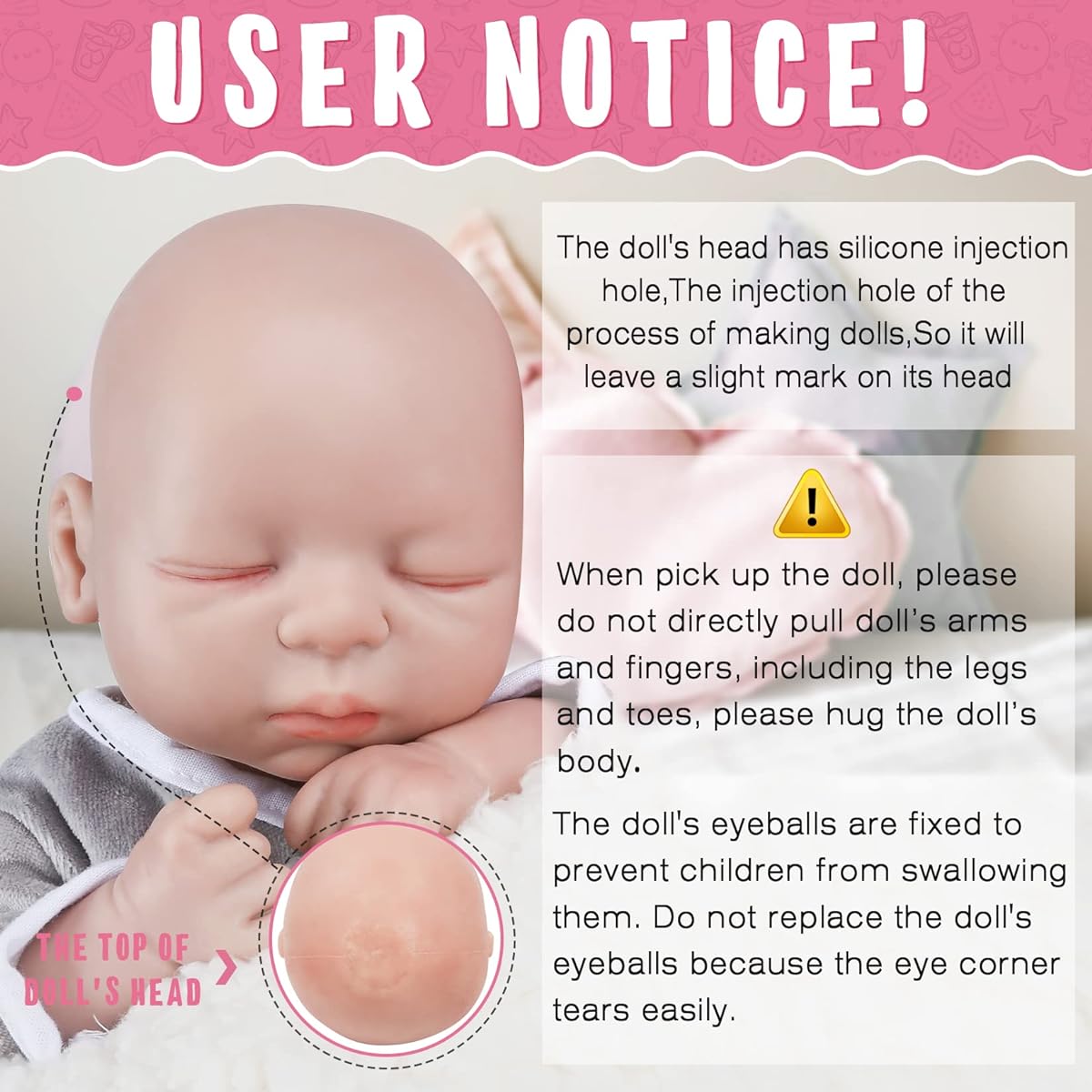 Vollence 14 Inch Eyes Closed Full Body Silicone Baby Doll Not Vinyl Doll Lifelike Silicone Doll Full Silicone Baby - Boy