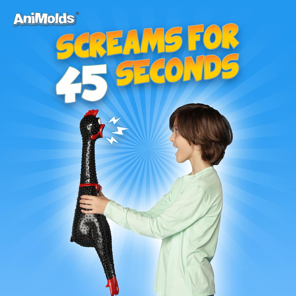 Animolds Crazy Giant Rubber Chicken - 29" Giant Screaming Noise Maker for Party Pranks and Practical Jokes - Up to 45 Seconds of Screams - Novelty Gag Gift (Random Color)