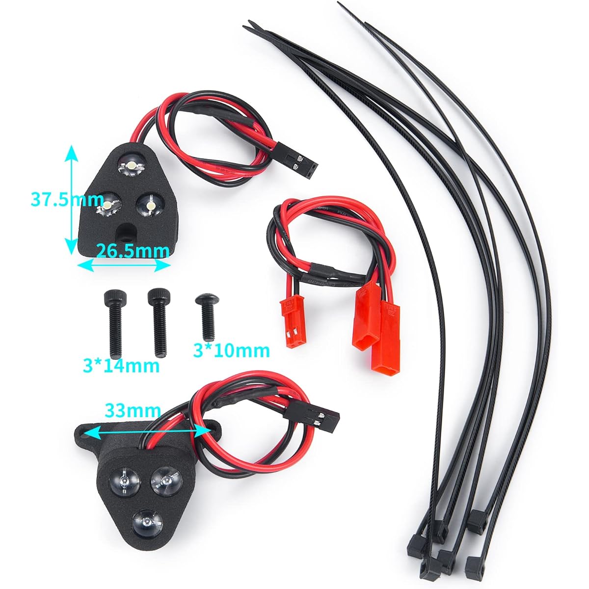 MOHERO RC Car Body Red & White Head & Tail Light Set Front & Rear LED Lights Compatible with 1/8 Typhon 6S BLX TLR Tuned Buggy Upgrade Parts