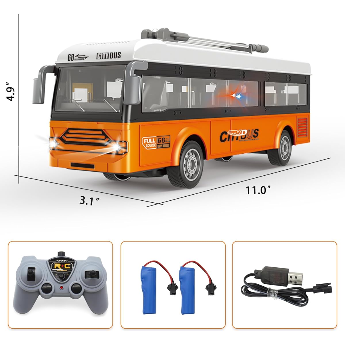 Spobot Remote Control Bus 2.4G Remote Control City Classic Bus Truck Model with Lights Sounds Electric Car Playset Vehicles Toys for Kids